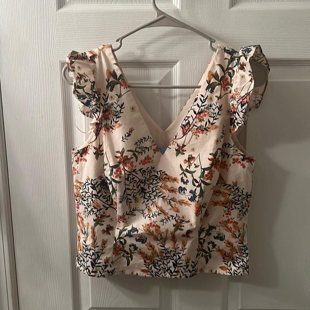 NWT corset type top very fitted sweetheart neckline. Beige in color size 6